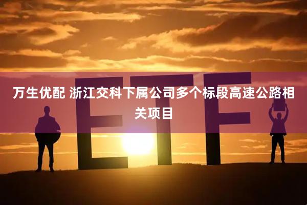 万生优配 浙江交科下属公司多个标段高速公路相关项目