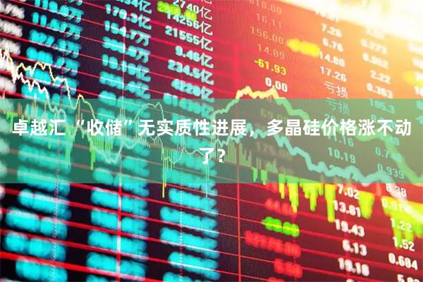 卓越汇 “收储”无实质性进展，多晶硅价格涨不动了？